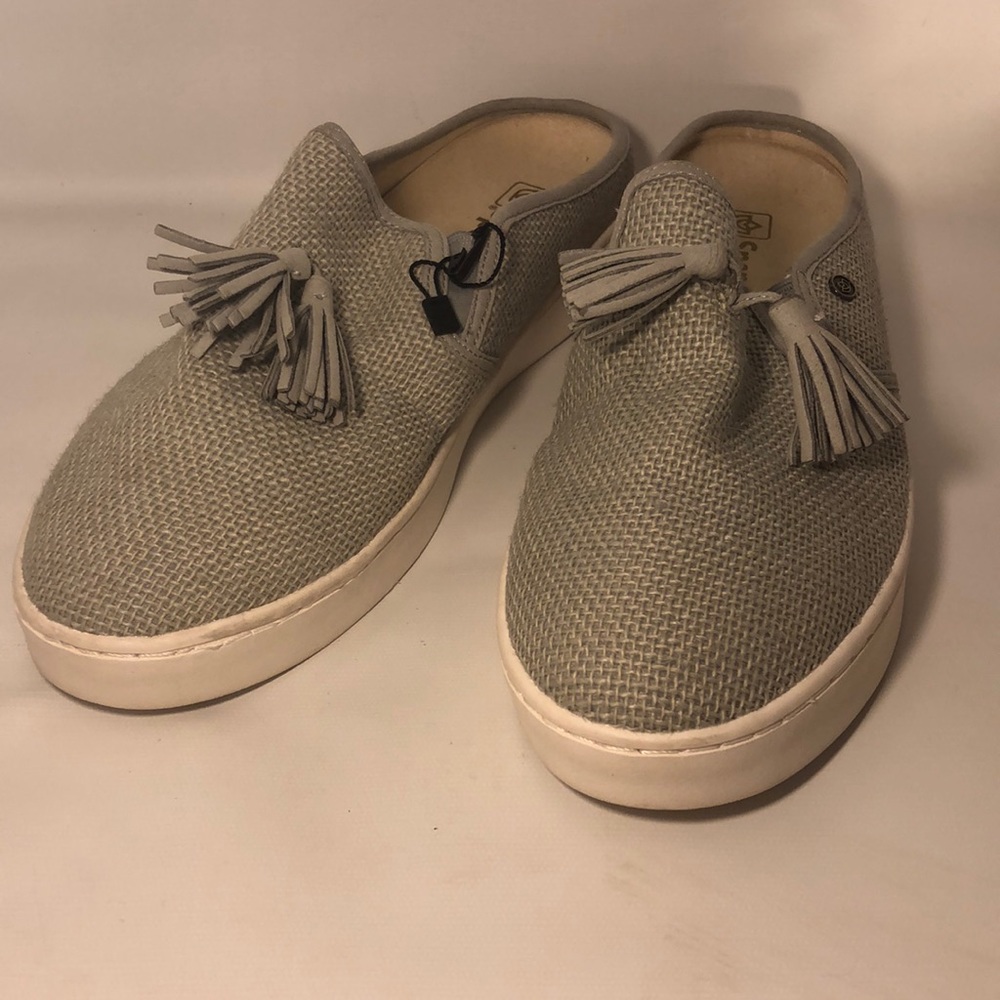 NWOB•Spenco Celine Textured Gray Slip On Mule With Tassle•Sz 10B